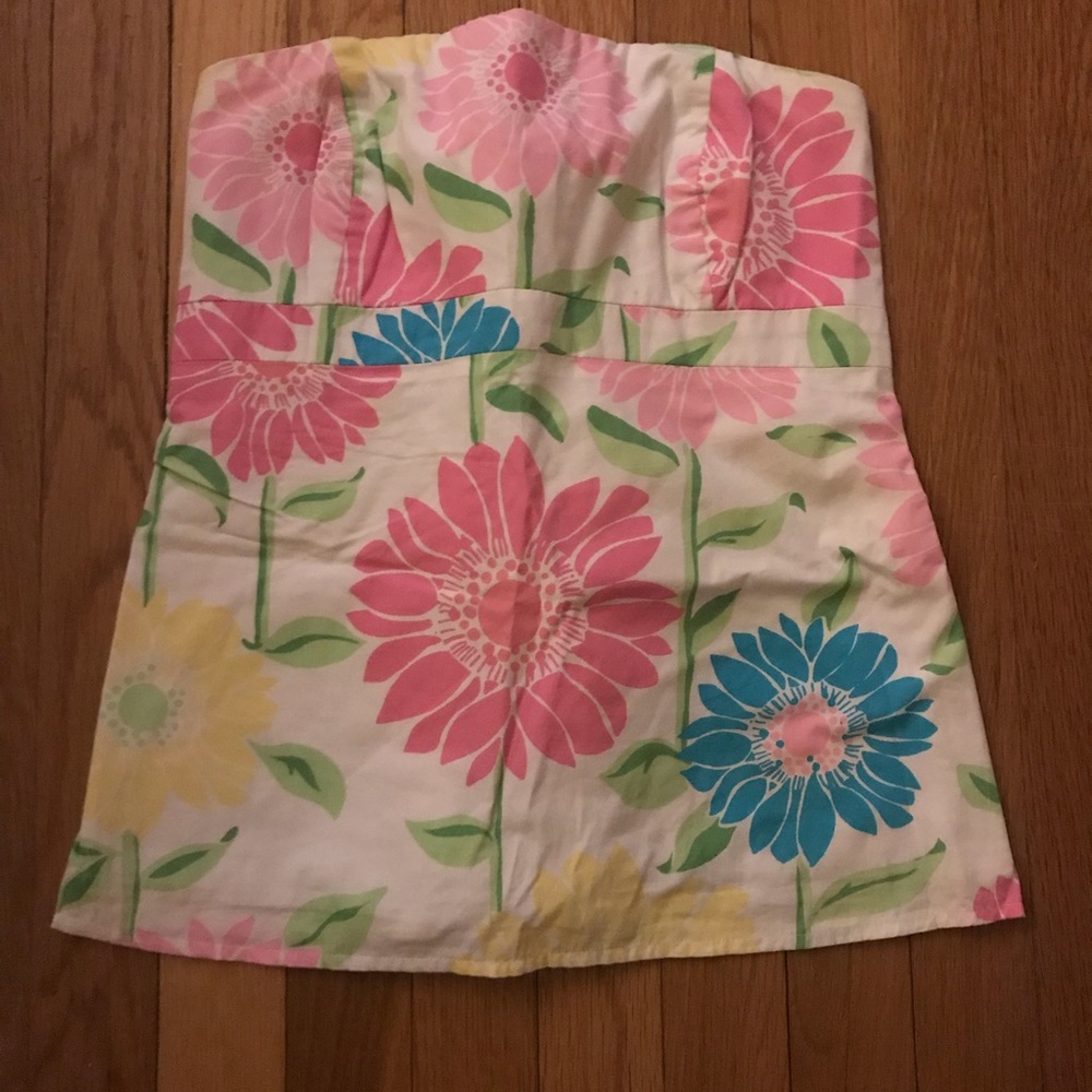 Lilly Pulitzer strapless top with flowers